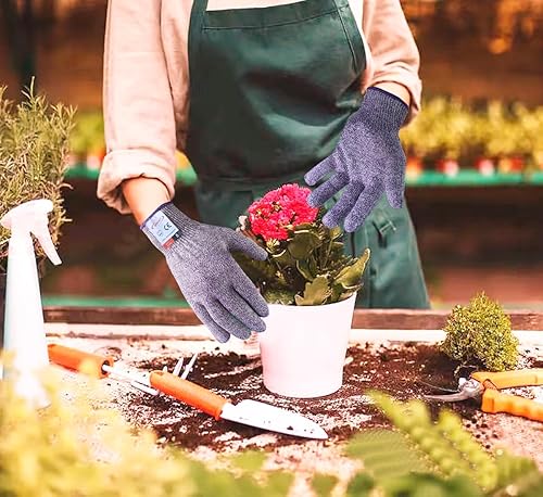 Vista 30 de Guantes de corte, 1 par de guantes resistentes a los cortes de grado alimenticio, guantes resistentes a cortes para cocina, pelado de ostras, Gris