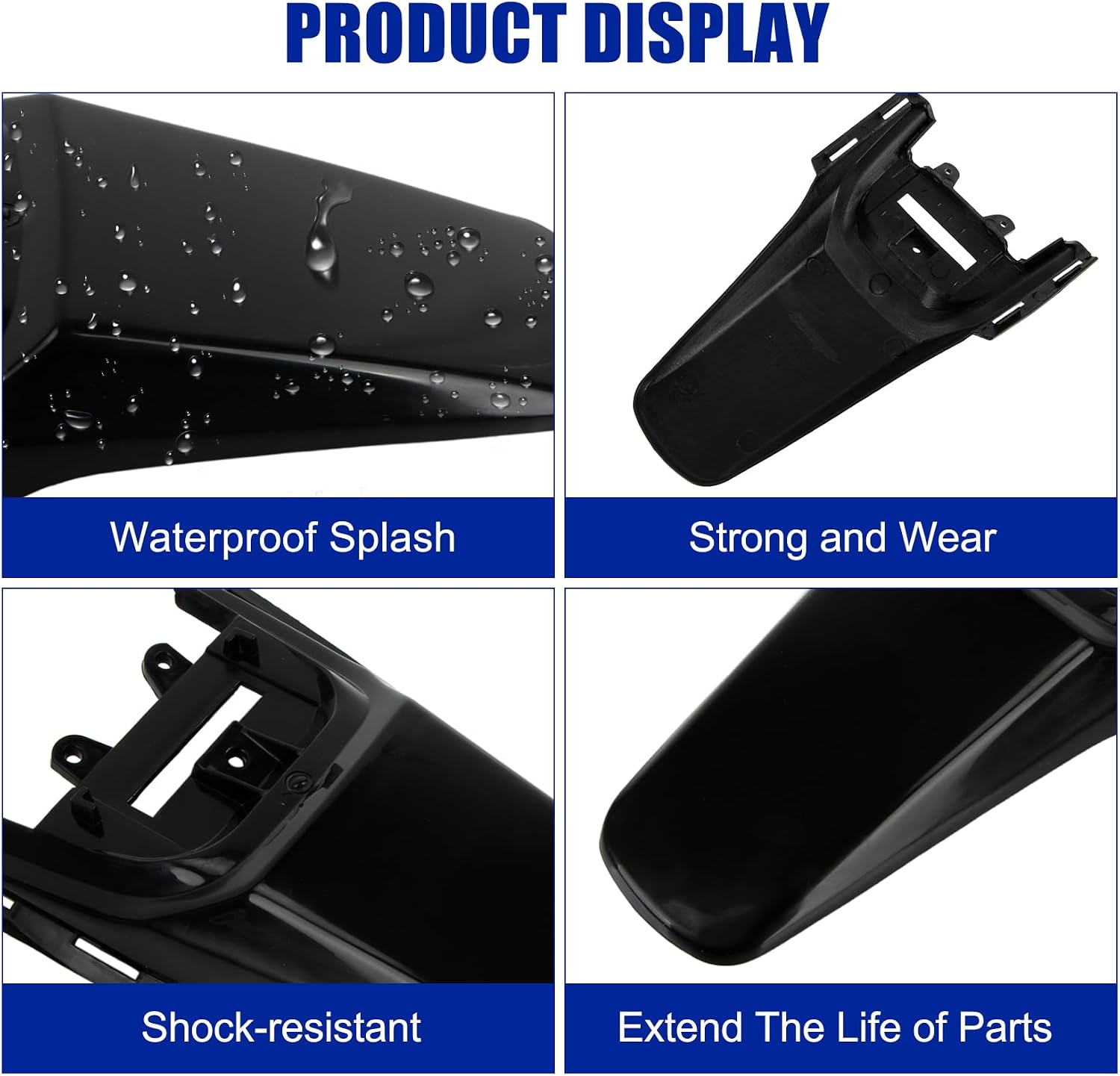 PSLER Motorcycle Rear Mudguard - Rear Tail Mud Guard, Crf50 Body Mudguard Kit for CRF50 XR50 Style 110 125CC Pit PRO Trail Mini Dirt Bikes, Black
