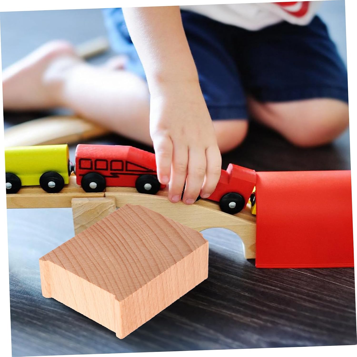 Vaguelly 6pcs Wooden Train Bridge Supports Adjustable Height for Toy Train Tracks Compatible Major Brands for Boys and Girls Railway Play