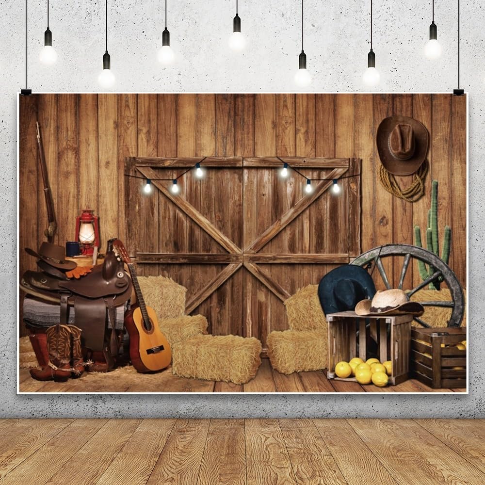 4,5x2,5m Vaquero del Oeste Telón de Fondo Rústico Granero del Oeste Telón de Fondo Granero de Madera Fiesta del Oeste Fondo Fotografico Decoración para Fiestas de cumpleaños