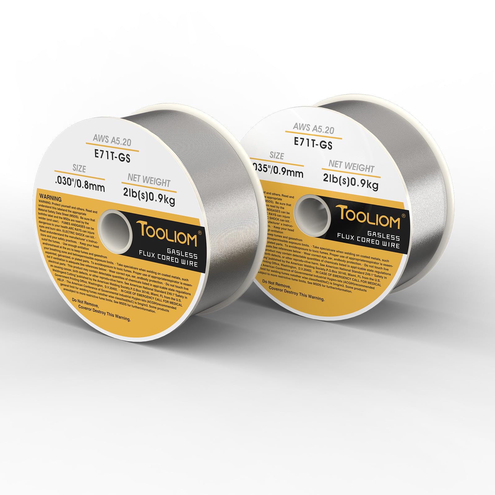 TOOLIOM E71T-GS 0.76.2 cm+0.88.9 cm alambre de soldadura de núcleo de flujo sin gas 0.9 kg | Solda acero al carbono en todas las posiciones, mínimo salpicaduras, fácil eliminación de escoria
