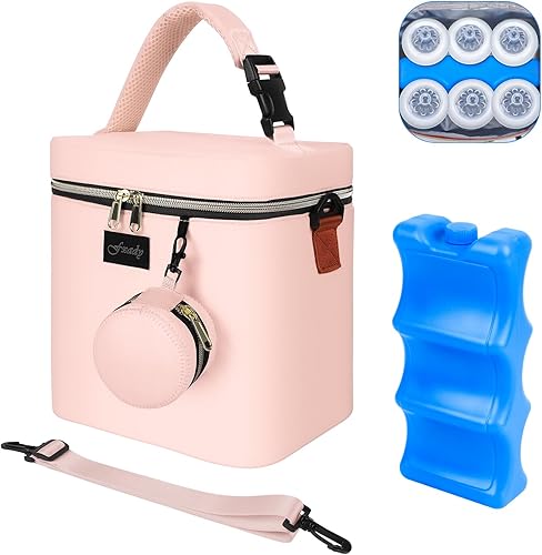 Miniatura 9 de Bolsa enfriadora de leche materna con bolsa de hielo, bolsa de mano aislada para biberones de 6 biberones de hasta 9 onzas, bolsa con clip para