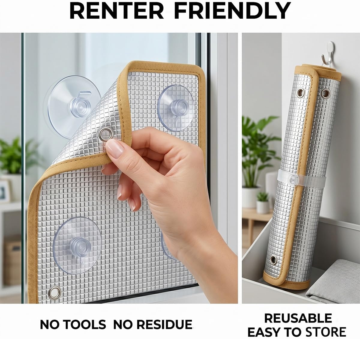 Heat Control Aluminum Foil Window Film 12in-118in Double Sided Blackout Privacy Thermal Insulation Sun Blocking Reflective Shield for Glass Sun Roof Garage Room Reusable Weatherproof