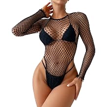 Women Sexy Fishnet Bodysuit Hollow Out Teddy Babydoll See-through One Piece
