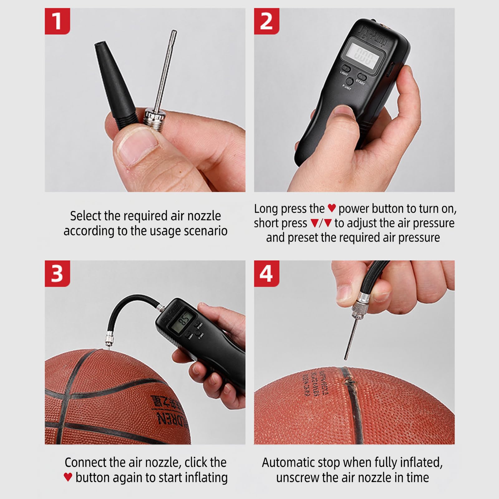Pompes électriques Multifonctions Rechargeables et Portables, pour Usage intérieur et extérieur, Pompes de gonflage Multifonctions Portables
