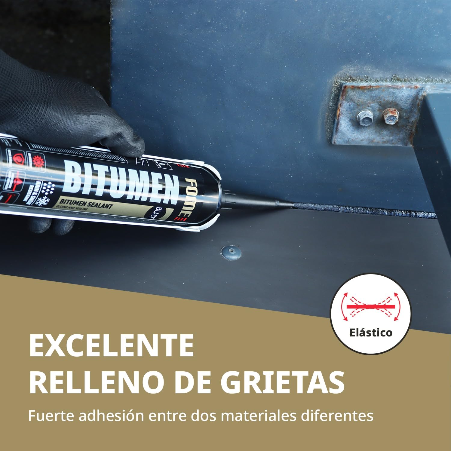 Sellador Bituminoso – Sella Filtraciones en Tejados y Canalones en Húmedo o Seco – Soporta de -50°C a +90°C – Se Adhiere a Betún, Cemento, Madera y Metal – 4 x 300 ml