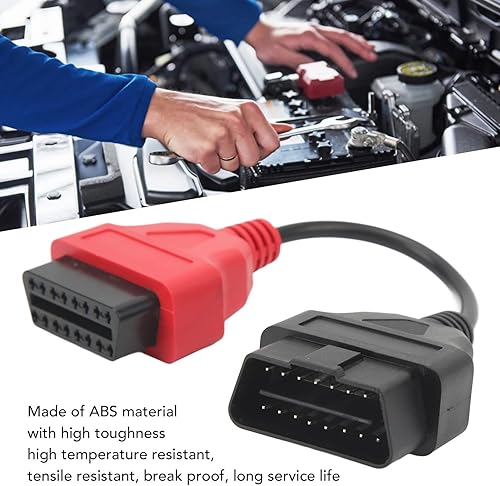 Miniatura 4 de SRS OBD Cable de diagnóstico OBD2 Cable adaptador de escáner Rojo SRS Reemplazo del cable de diagnóstico para EcuScan