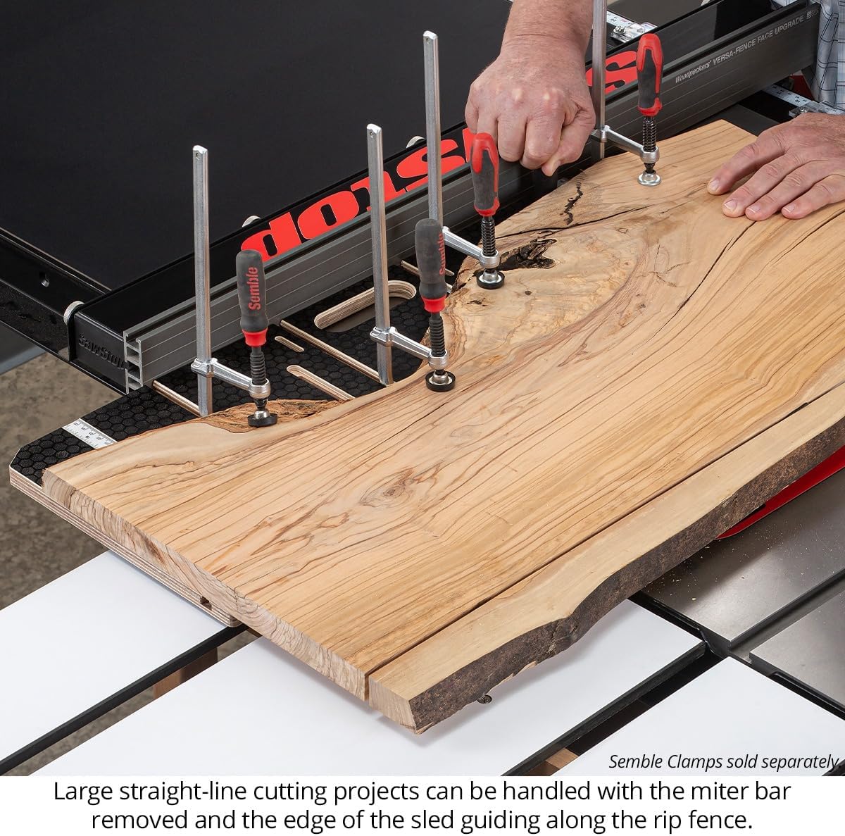 Woodpeckers Taper Sled, Table Saw Taper + Straight Line Jig, Perfect for Chair + Table Legs & Edge Jointing, Features 37" Miter Bar & 2 Hold-Down Clamps + Steel Fence TSL-32