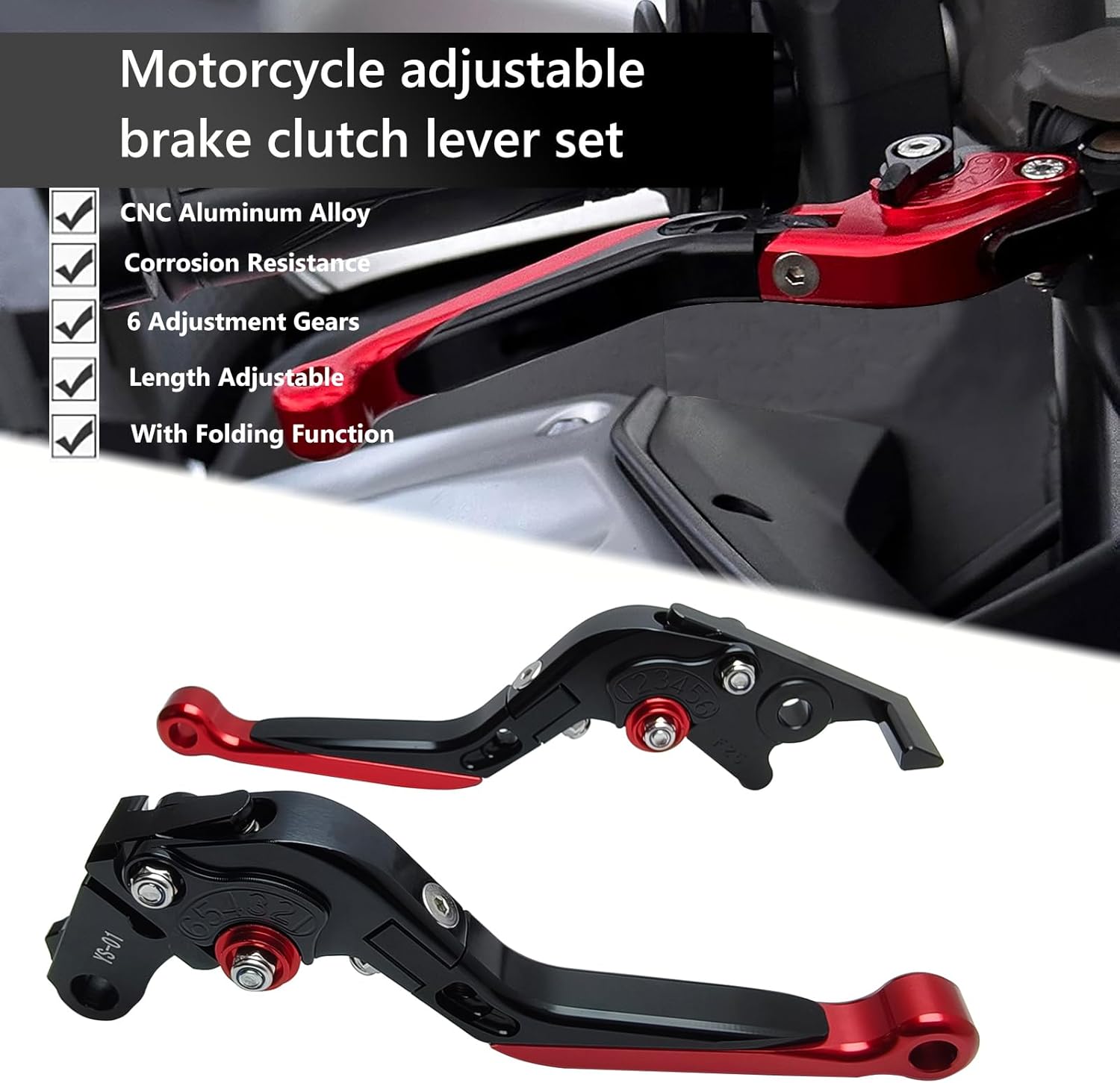 Brake Clutch Lever Set Replacement for Honda Grom MSX125 2014-2025/ CBR500R CB500F CB500X 2013-2021 Adjustable Length Folding Extendable CNC Aluminum Motorcycle Handlebar Levers(Blue)