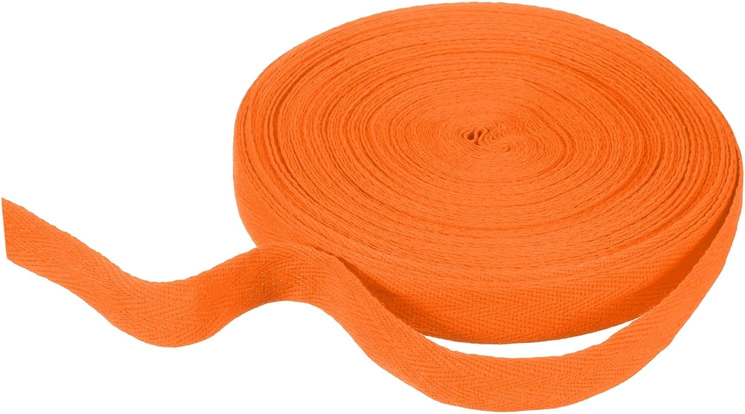 HARFINGTON Cotton Twill Tape Ribbon 3/4 Inch 23 Yard Herringbone Webbing Tape Roll Bias Binding Tape for DIY Crafts Sewing Gift Wrapping, Orange