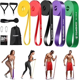 TOMSHOO Juego de Bandas de Resistencia, Bandas de Fitness Bandas Elasticas Musculacion con Ancla de Puerta, Bolsa de Almacenamiento, para Entrenamiento de Fuerza, Estiramiento