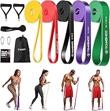 TOMSHOO Resistance Bands Set, Fitness Bands Elastic Bands with Door Anchor, Storage Bag, for Strength Training, Stretching