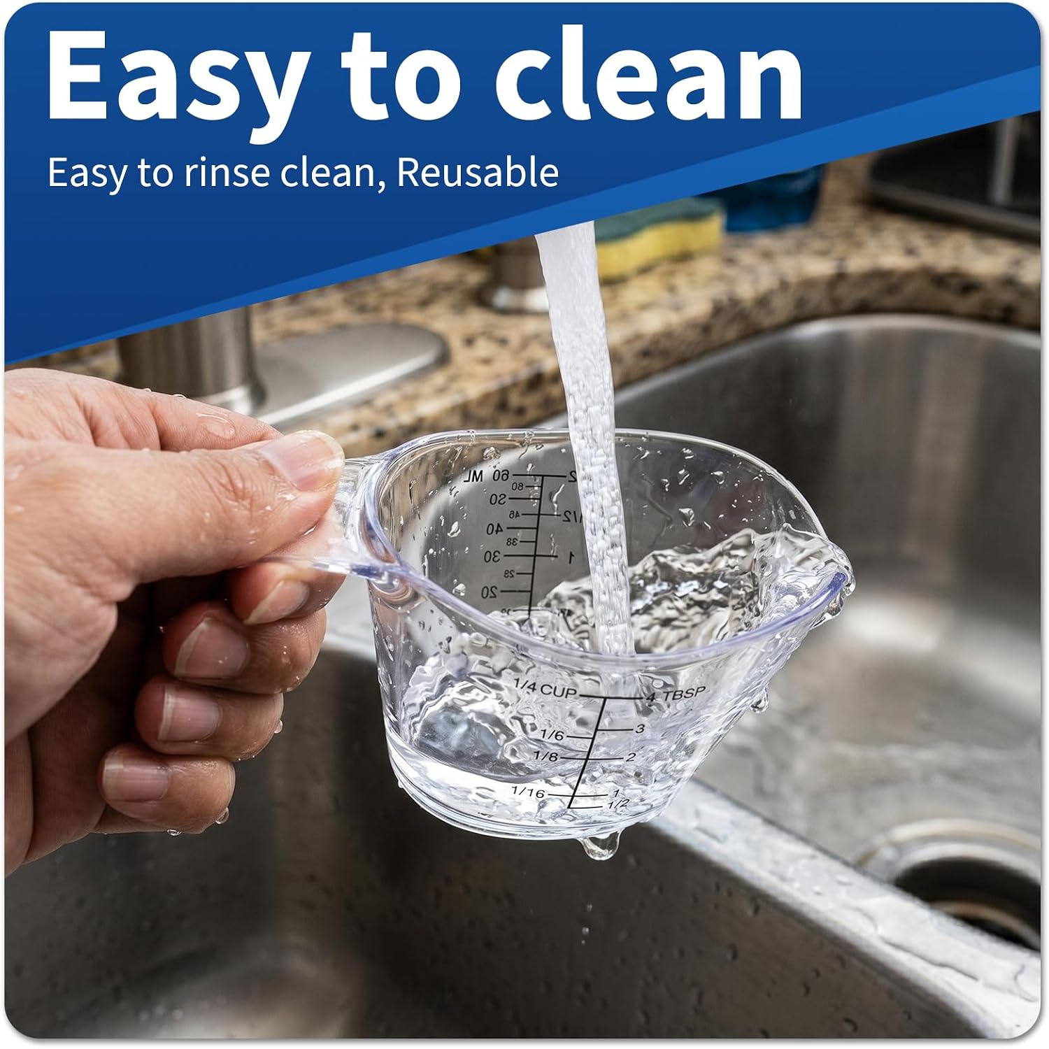 Plastic Measuring Cup, Compatible with Barbicide Cup, 2 Pack 1/4 Cup Mini Measuring Cups Clear V-Shaped Spout, Clear Markings, Easy Clean, Endless Use, Measuring Beaker for Kitchen or Restaurant