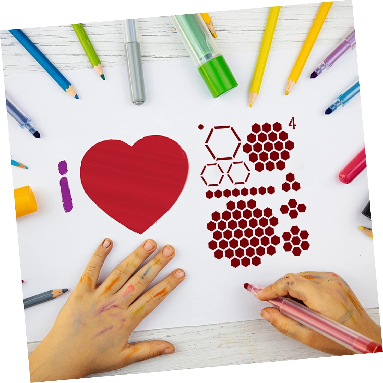 NUOBESTY 24pcs Reusable Journal Drawing Stencils DIY Painting Templates for Adults Scrapbooking Planner Layout Aids for Creative Journals