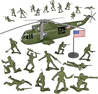Vista 3 de TimMee Juego de Helicóptero de Soldaditos de Plástico - Verde OD 26 piezas Hecho en EE.UU