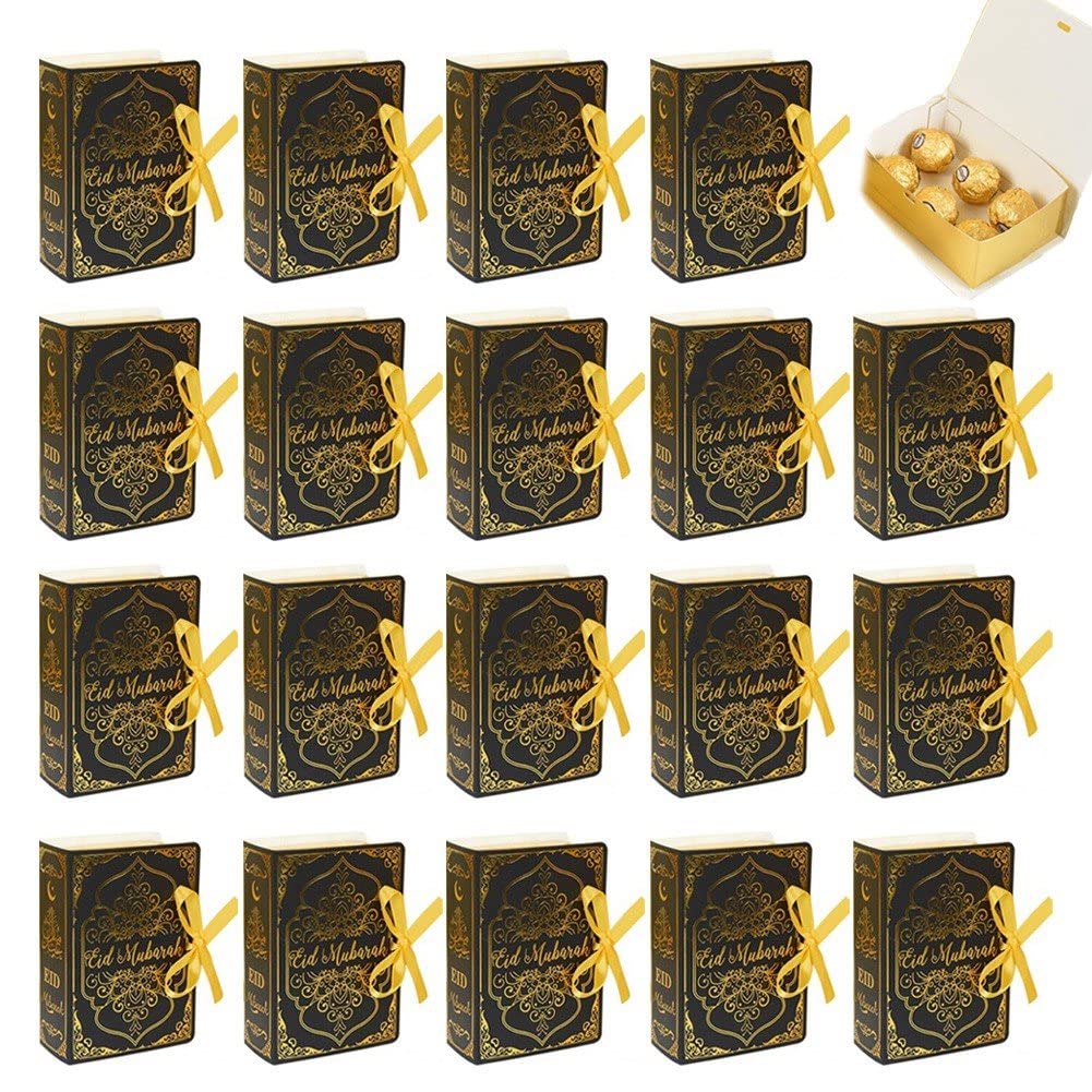 Coffret Eid Mubarak de qualité supérieure : 20 boîtes de luxe style livre islamique
