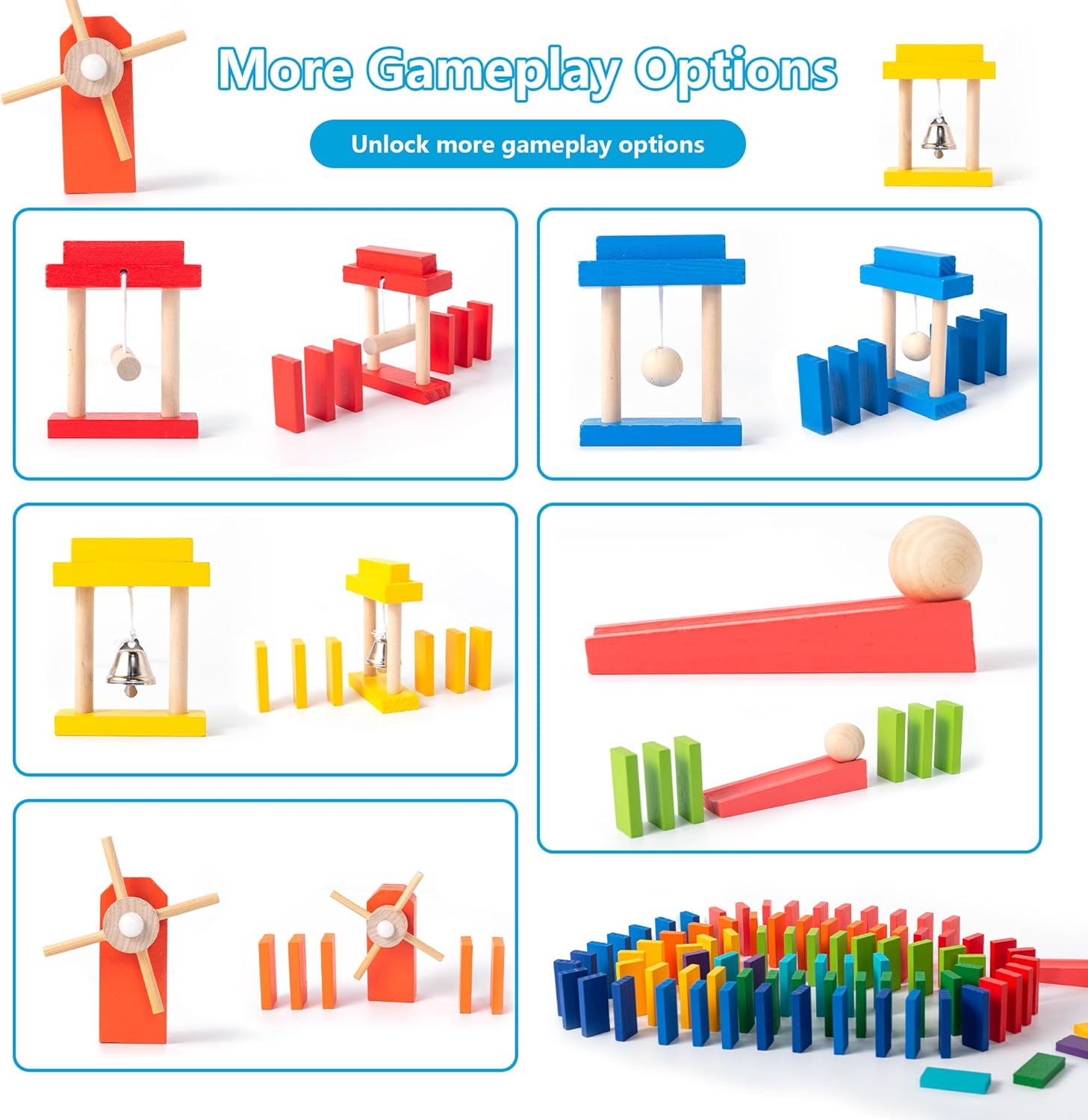 200-Piece Wooden Domino Set for Kids - STEM Learning Toy with Creative Tricks, Building Blocks & Classic Game Fun - Montessori Educational Gift for Boys & Girls Ages 3+ - Image 6