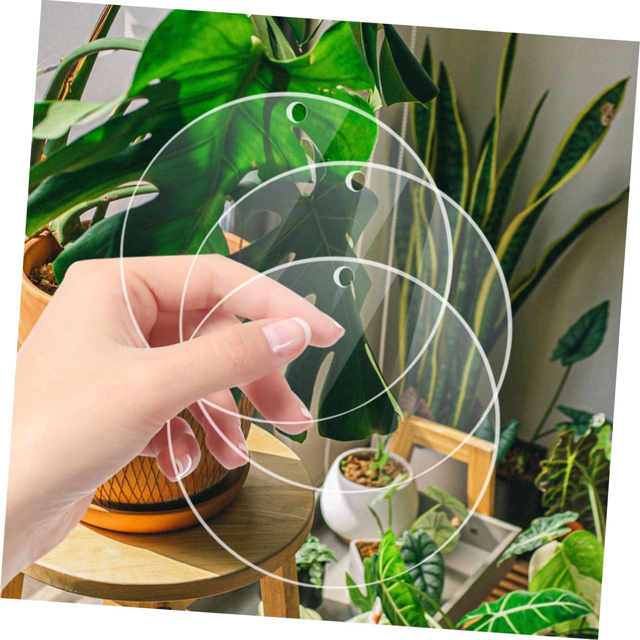 8pcs Clear Round Acrylic Discs with Holes Thick DIY Blanks for Crafts Painting and Decorations Includes for Versatile Use