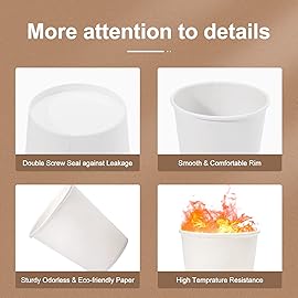 RACETOP [300 count] Paper Coffee Cups 8 oz, Disposable Coffee Cups, Hot Beverage, Ideal for Pub, Party, Office White