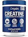 Orgain Creatine Monohydrate Micronized Powder, 100 Servings, Unflavored, Supports Muscle Growth, Post Workout Recovery and Brain Health, No Artificial Additives, for Men & Women, Vegan