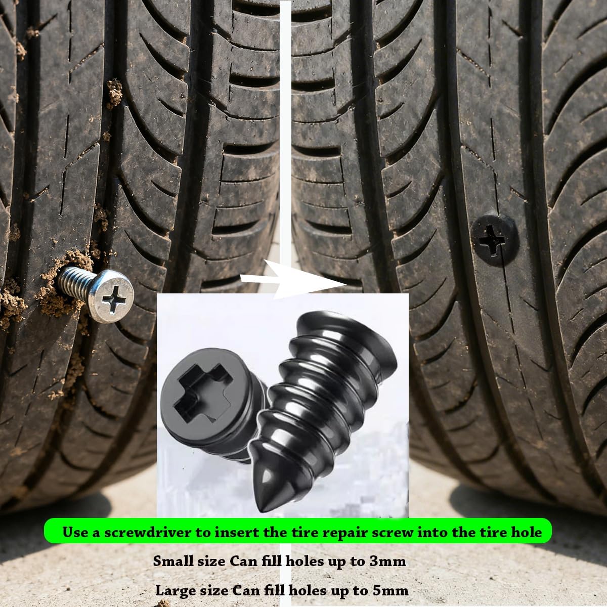 100 Pcs Quick Tire Repair Rubber Nails Kit (50 Large + 50 Small), Durable Self-Service Vacuum Plugs for Fast Car Motorcycle ATV Truck Puncture Fix image 5