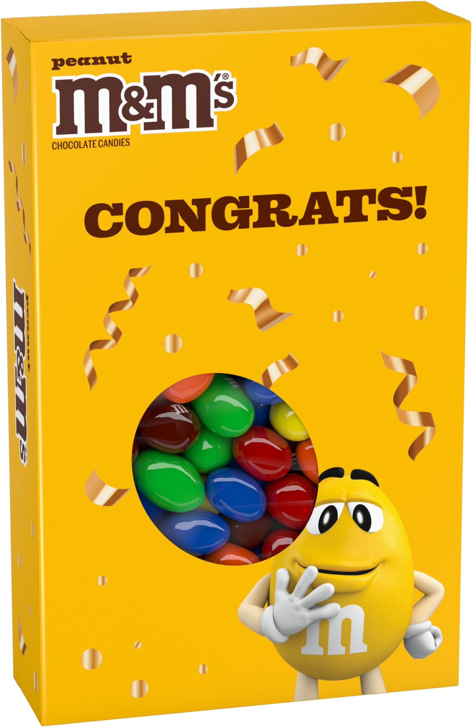 M&M'S Peanut Chocolate Candy Gift Box with Congrats Card for All Celebrations