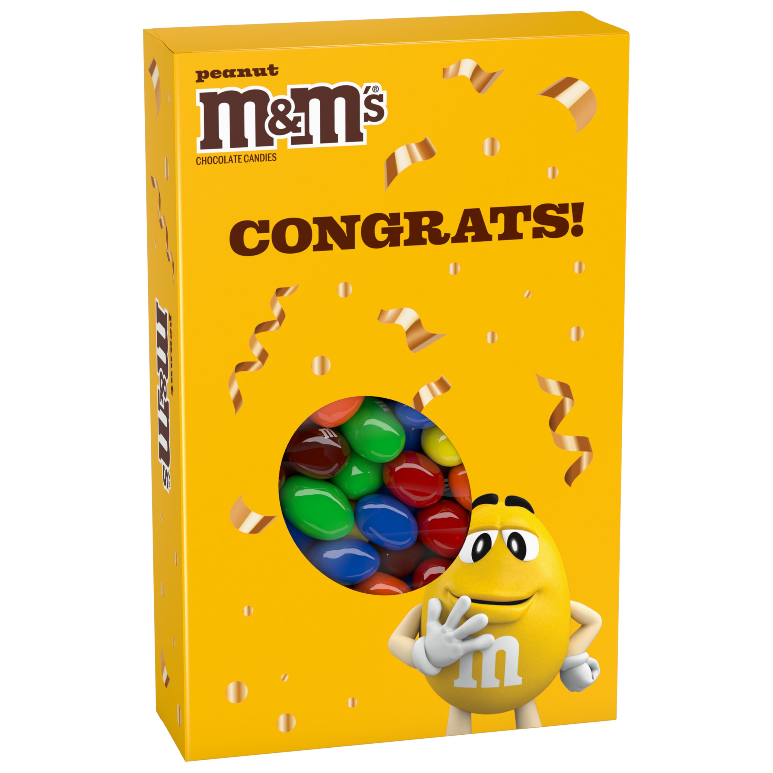M&M'S Peanut Milk Chocolate Candy Gift Box with Congrats Card for Graduation, Anniversary, Engagement, Wedding, Baby, New Job, and All Congratulations Card Gift Celebrations Needs – 10.05 Oz Box