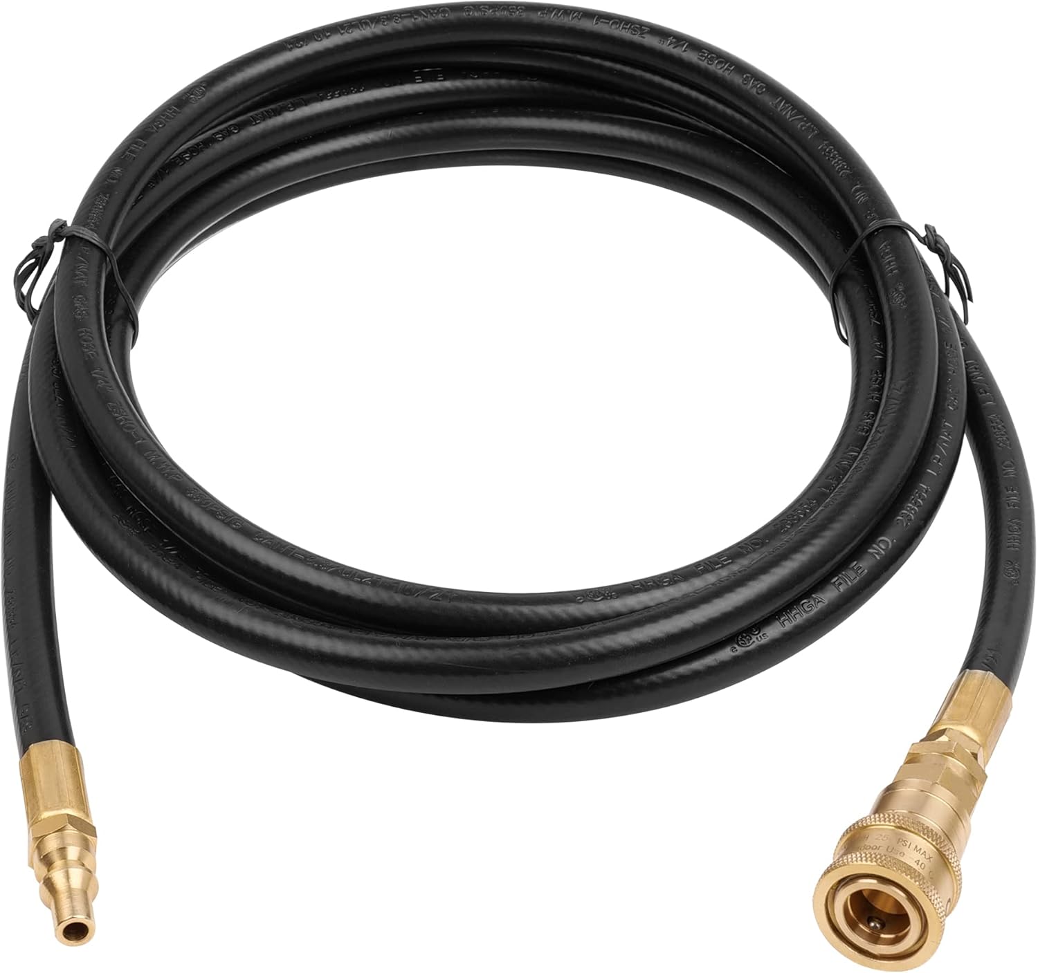 Empava RV Propane Flexible Hose Quick-Connect Female 1/4" Male Full Flow Plug 12 FT CSA Certified, Black