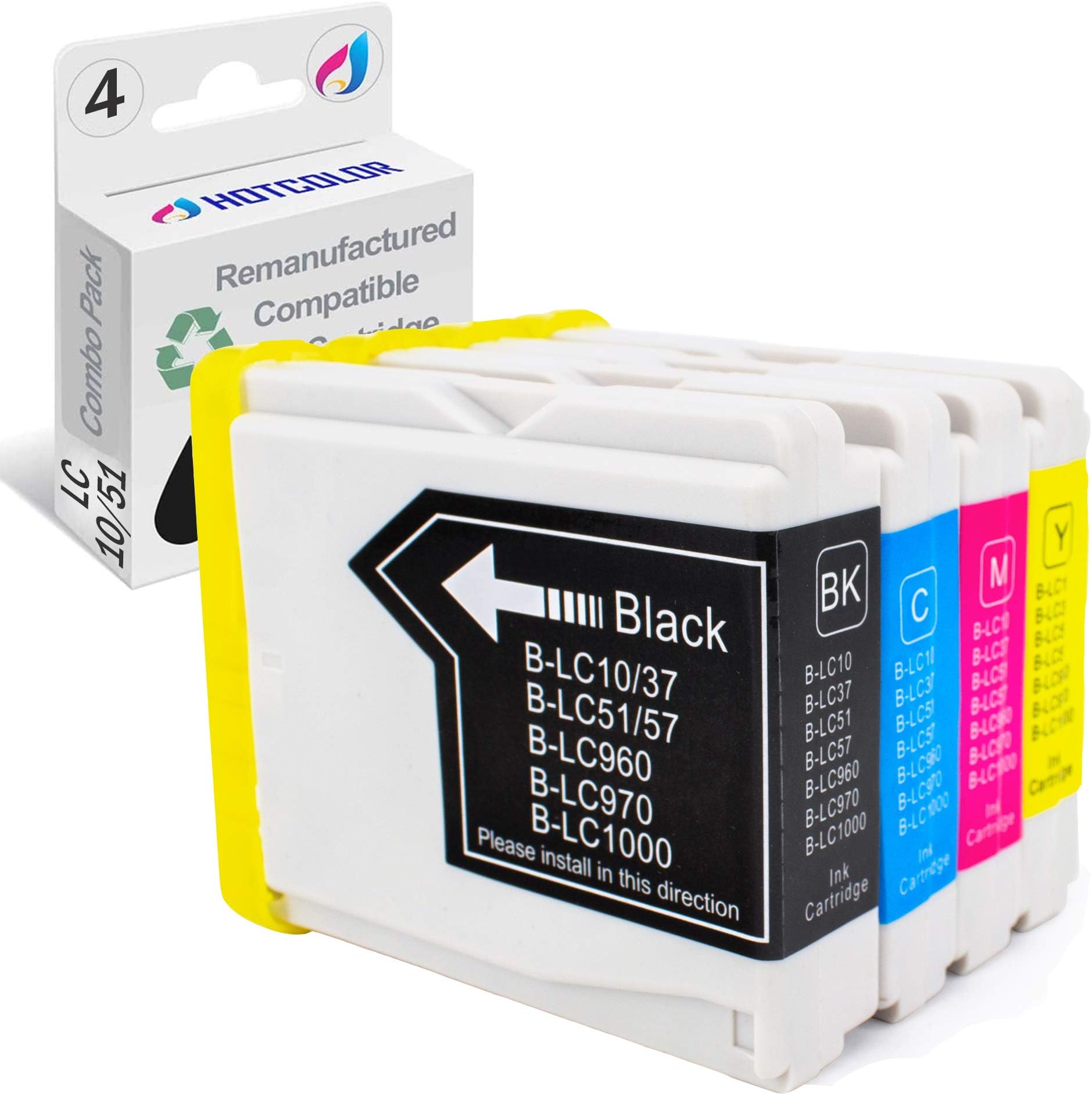 LC51 Ink Compatible with Brother Ink Cartridges LC51 for Brother MFC 240C 465cn MFC 5460CN Ink(1BK/1M/1C/1Y,4Pack)