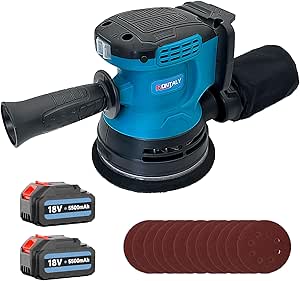 Cordless Orbital Sander, Variable Speed Brushless Orbit Sander, 360 ...