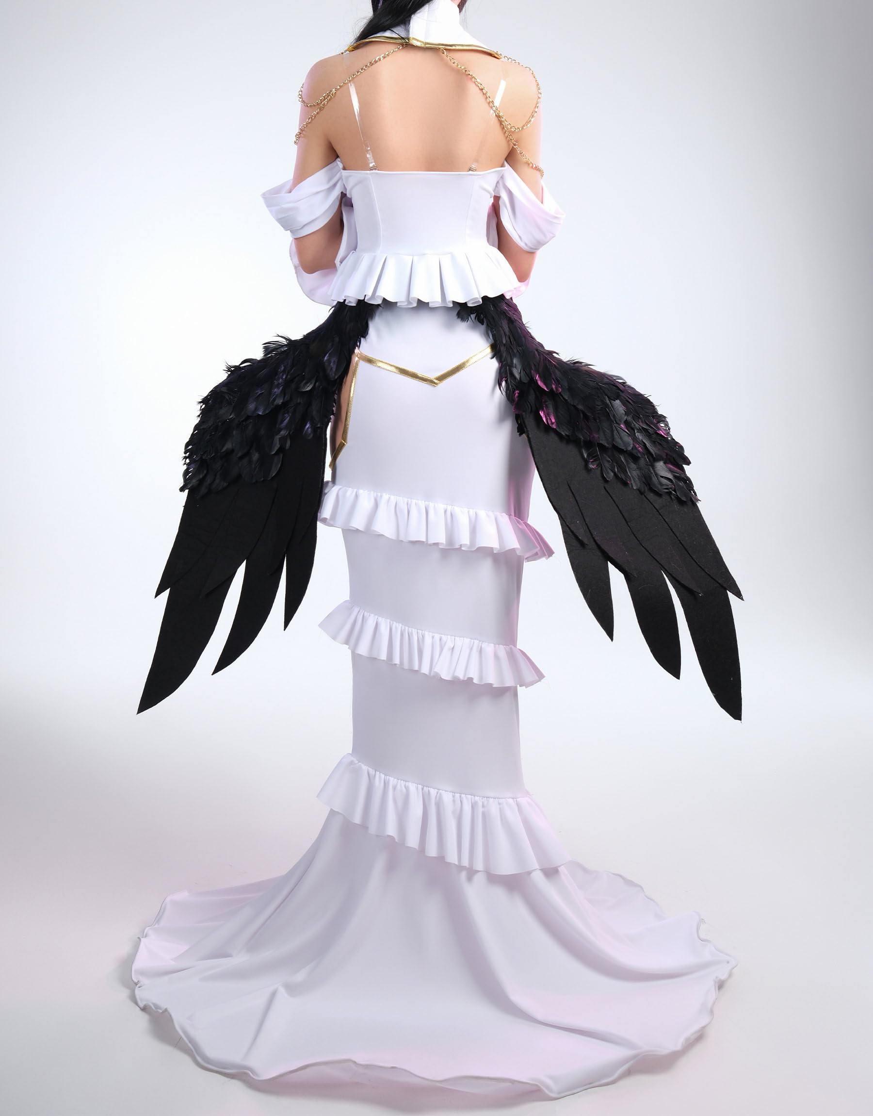 Cosplay.fm Women’s Anime Costume Dress Outfit with Collar Necklace Gloves Horns for Cosplay: X-Large White