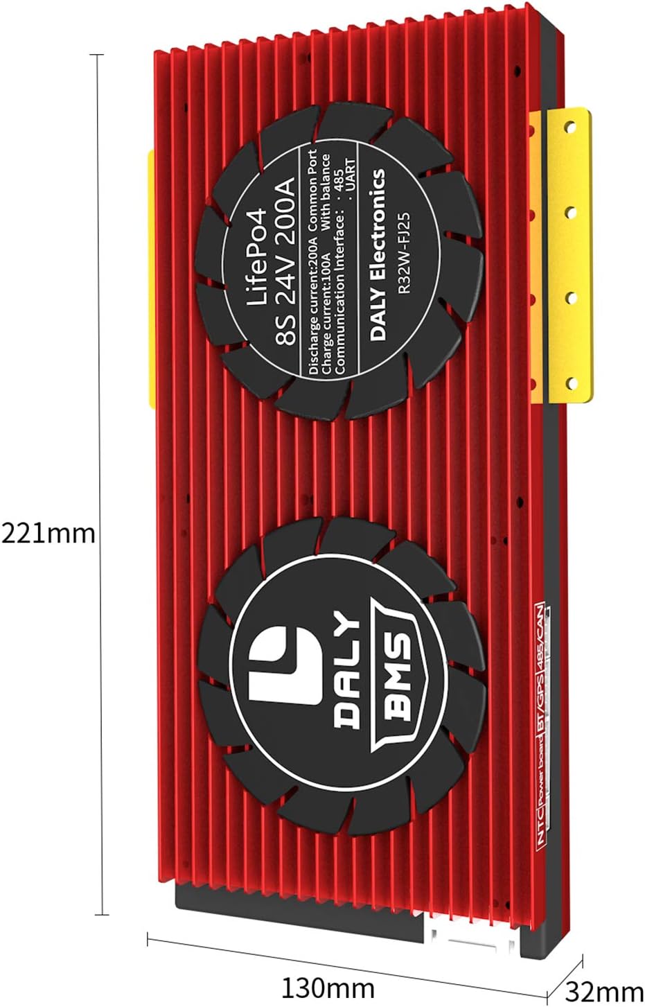 DALY Smart BMS LiFePo4 24V 200A 8S with UART Communictaion Bluetooth BMS for Rated 3.2V Lithium Battery Power Bank Protection,Off Grid Application, Solar System(Smart BMS+RS485+CAN,200A)