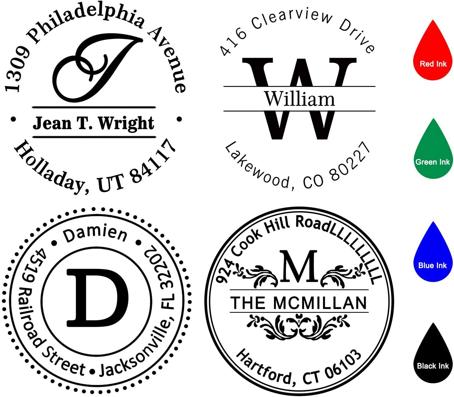Custom Stamp Self Inking,Personalized Stamp Return Address,1-5/8" Diameter,Round Monogram Business Stamp for Home,Bank or Office