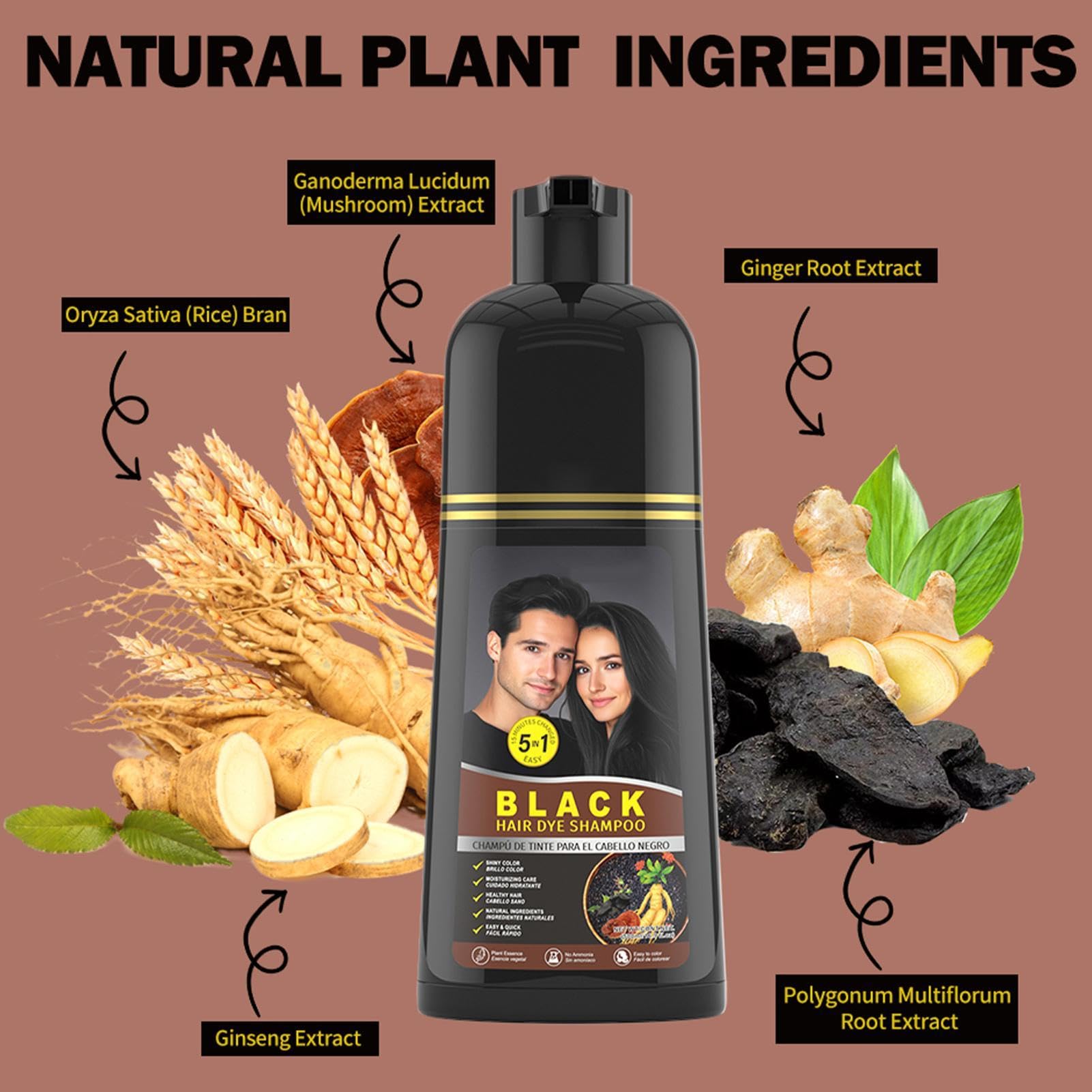 Shampoo Colorante Formula Idratante, Copertura Anti-Grigio, Profumato, | Colorante Naturale Per Capelli Grigi per Uomo, Salone, Casa, Cura Giornaliera dei Capelli