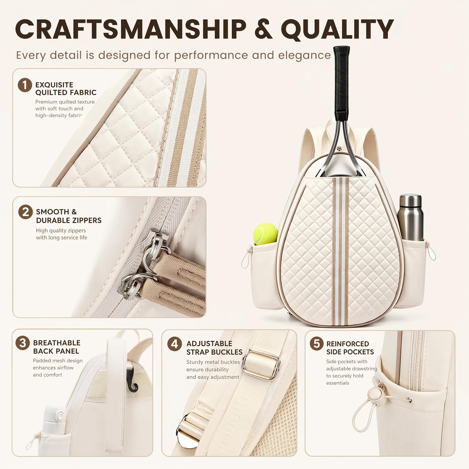 Borsa da tennis da uomo e bambino, zaino da tennis e borsa da badminton, impermeabile e leggera, design multiplo per racchette da tennis, padel, pickleball