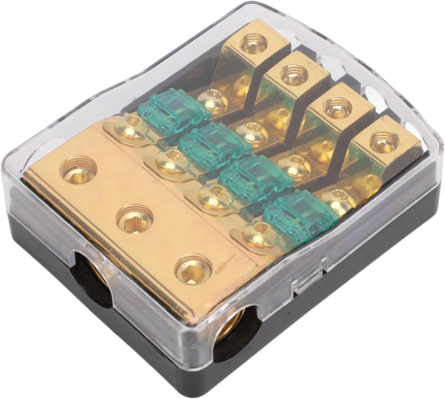 Acouto ANL Fused Distribution Block, 60 Amp Car Audio Power Distribution Block with Copper Alloy Construction, 0/2/4 AWG Input and 4/6/8 AWG Output (4 Way)