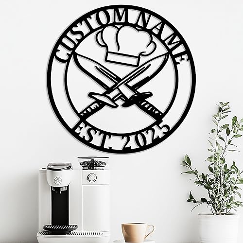 Miniatura 10 de Arte de pared de metal personalizado con nombre de cocina de chef, decoración de pared de cocina, decoración de cocina personalizada con diseño de