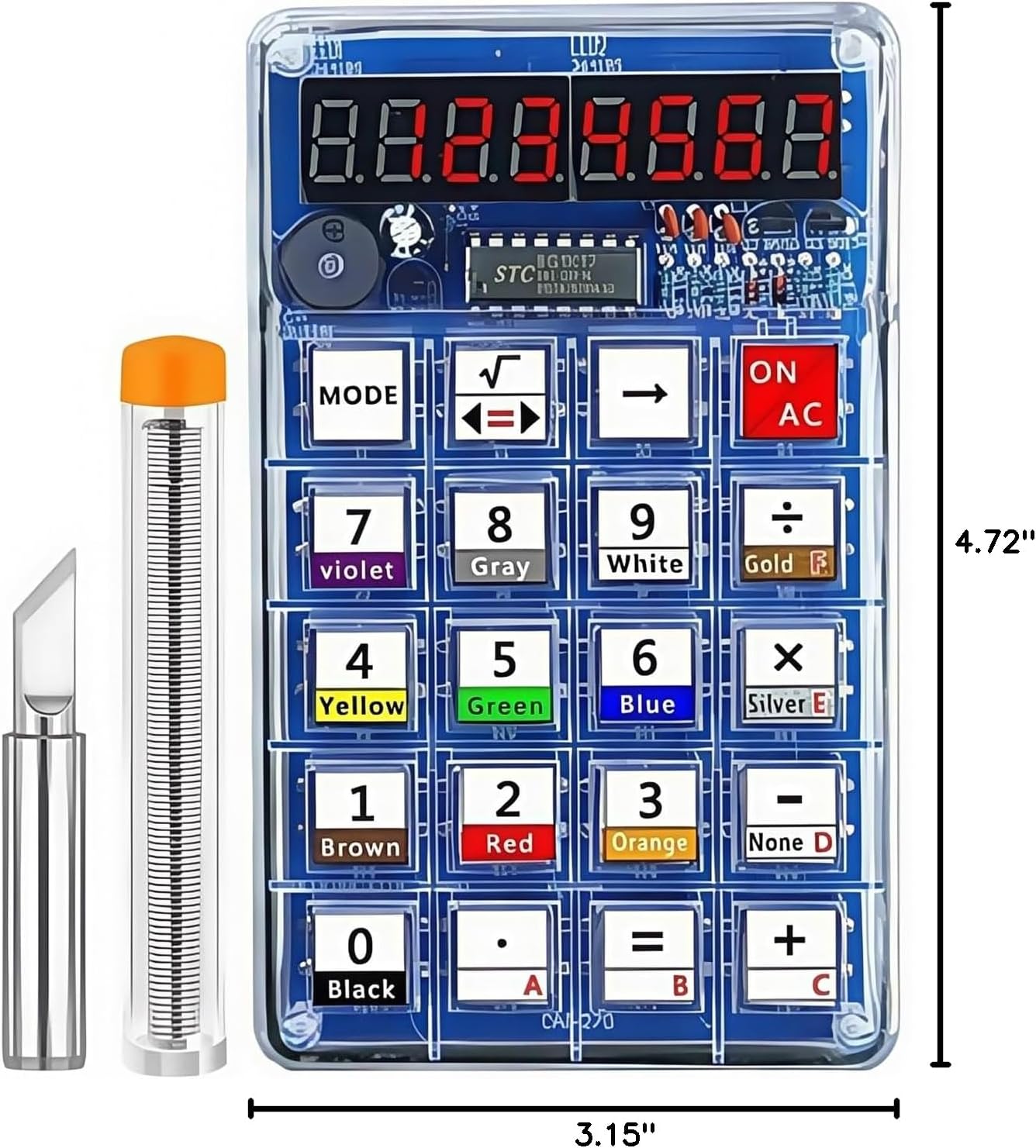 Soldering Practice Kit DIY 7-Digit LED Display Electronics Calculator | Build Electronics STEM Projects for Classroom/Home; Learn to Solder Kit for adults, teens, students, makers and hobbyists.
