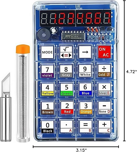 Soldering Practice Kit DIY 7-Digit LED Display Electronics Calculator