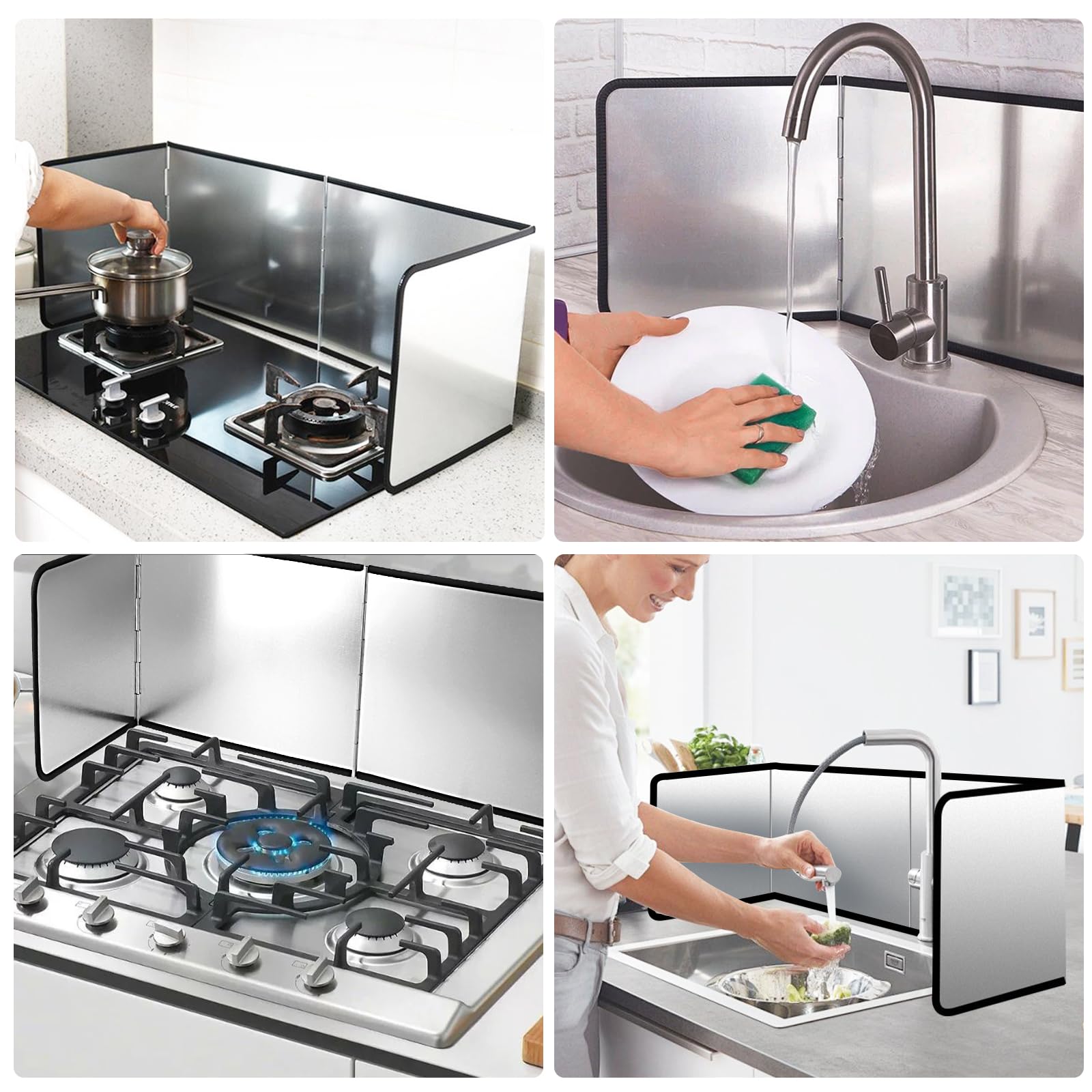 Plaque Anti Projection Cuisine, Protection Anti-éclaboussures Pliable - Protection Anti-éclaboussures 4 Côtés Anti Eclaboussure Cuisine Pliable Protection D'Écran pour cuisinière, Rôtir, Évier