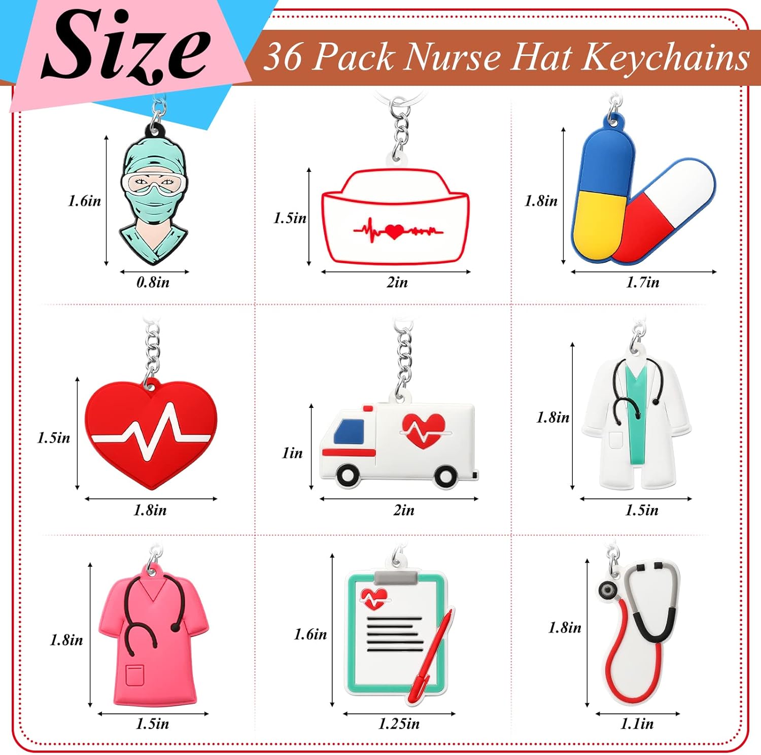 Henoyso 36 Pcs Nurse Keychain Gifts for Women Nursing Appreciation Gift Bulk for Nurse Day Medical Party Favors (Fresh Style) - Image 2