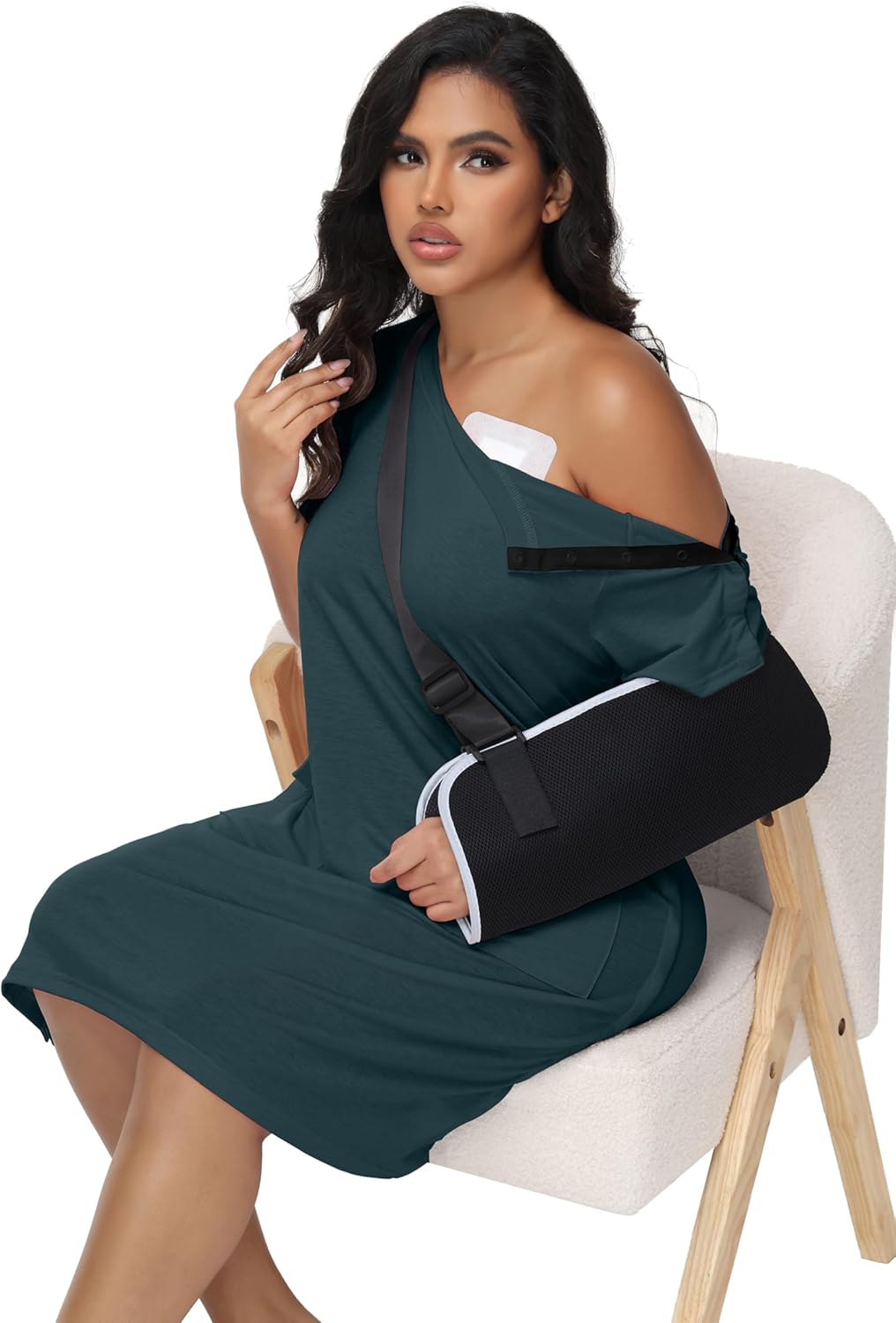 Women's Post Shoulder Surgery Hospital Gown Maternity Labor Delivery Recovery Dress Side Snaps Tear Away Adaptive Clothes