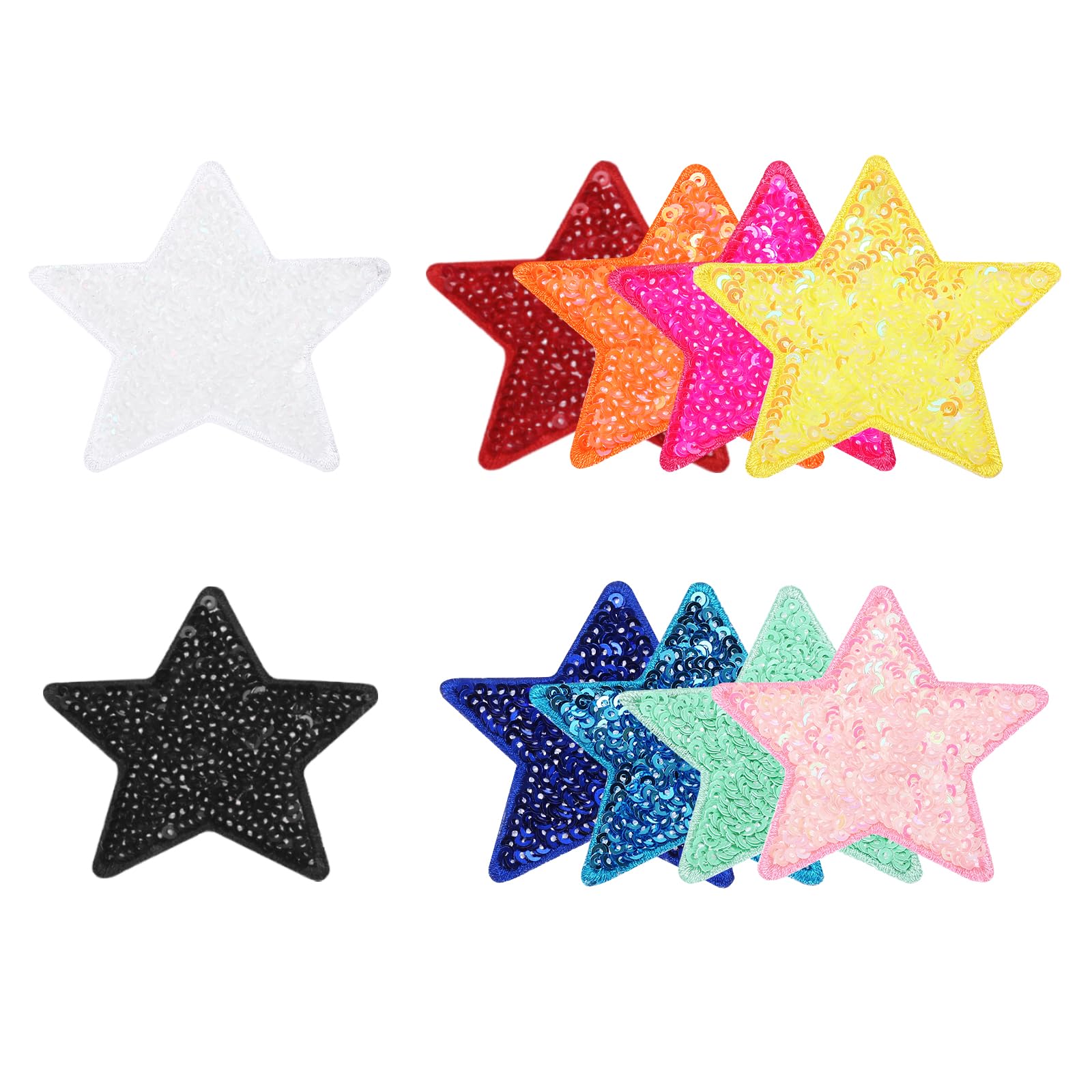 Amazon.co.jp: uxcell 20個 アイロン ワッペン 星型 6.5x6cm 刺繍