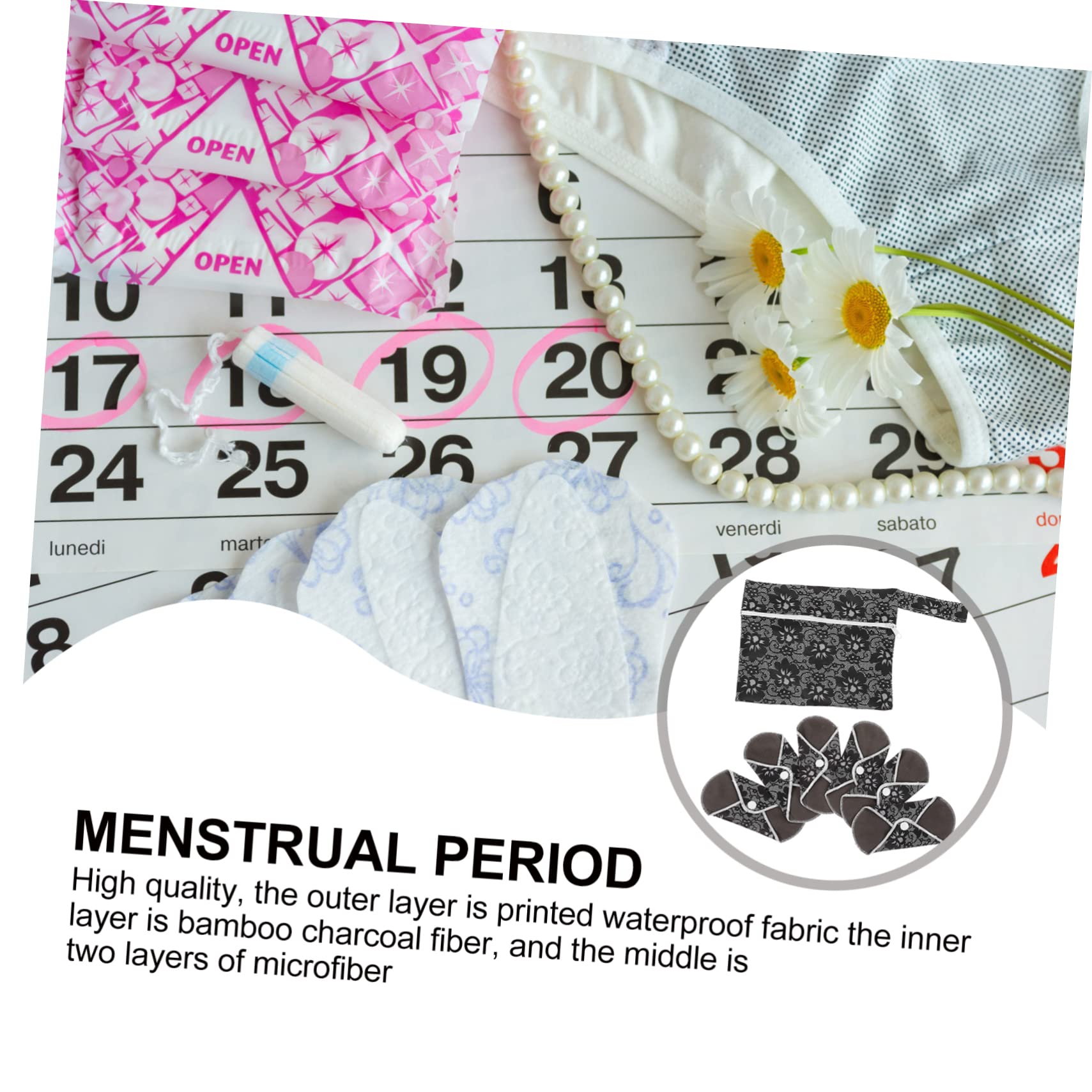 MAGICLULU 30 Piezas juego toallas tía servilleta forro pañal cuecas menstruales Toalla sanitaria reutilizable toallas menstruales lavables servilletas sanitarias pequeña