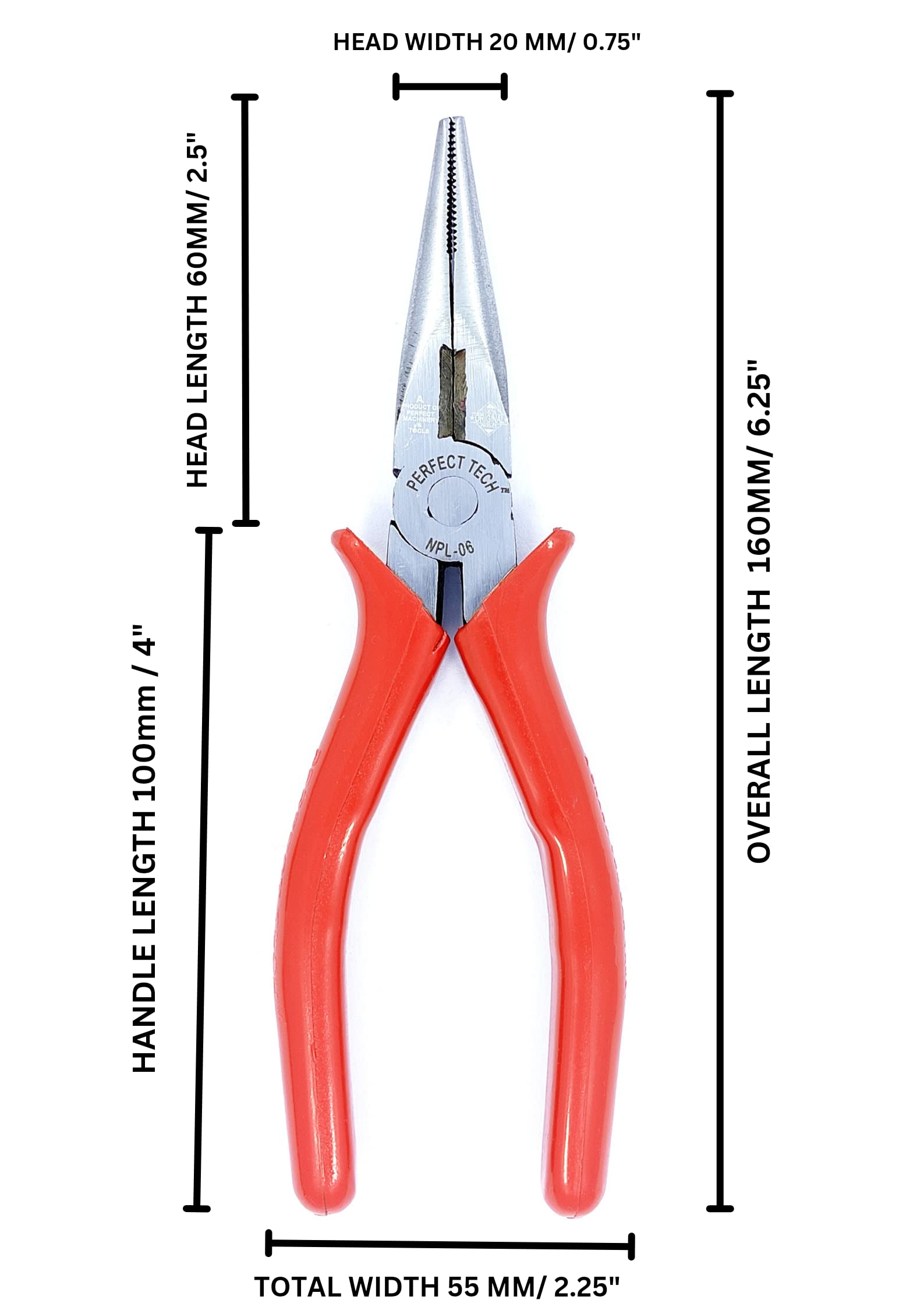 PERFECT TECH 2 Pcs Set Combination Plier 8 inch | Long Nose Plier 6 inch | Double Dip Set | Tool Kit Set | Cutting Player | Diagonal Anti Slip Handle | Trimming Edges & Clamping Wire | Plumber Hand 1