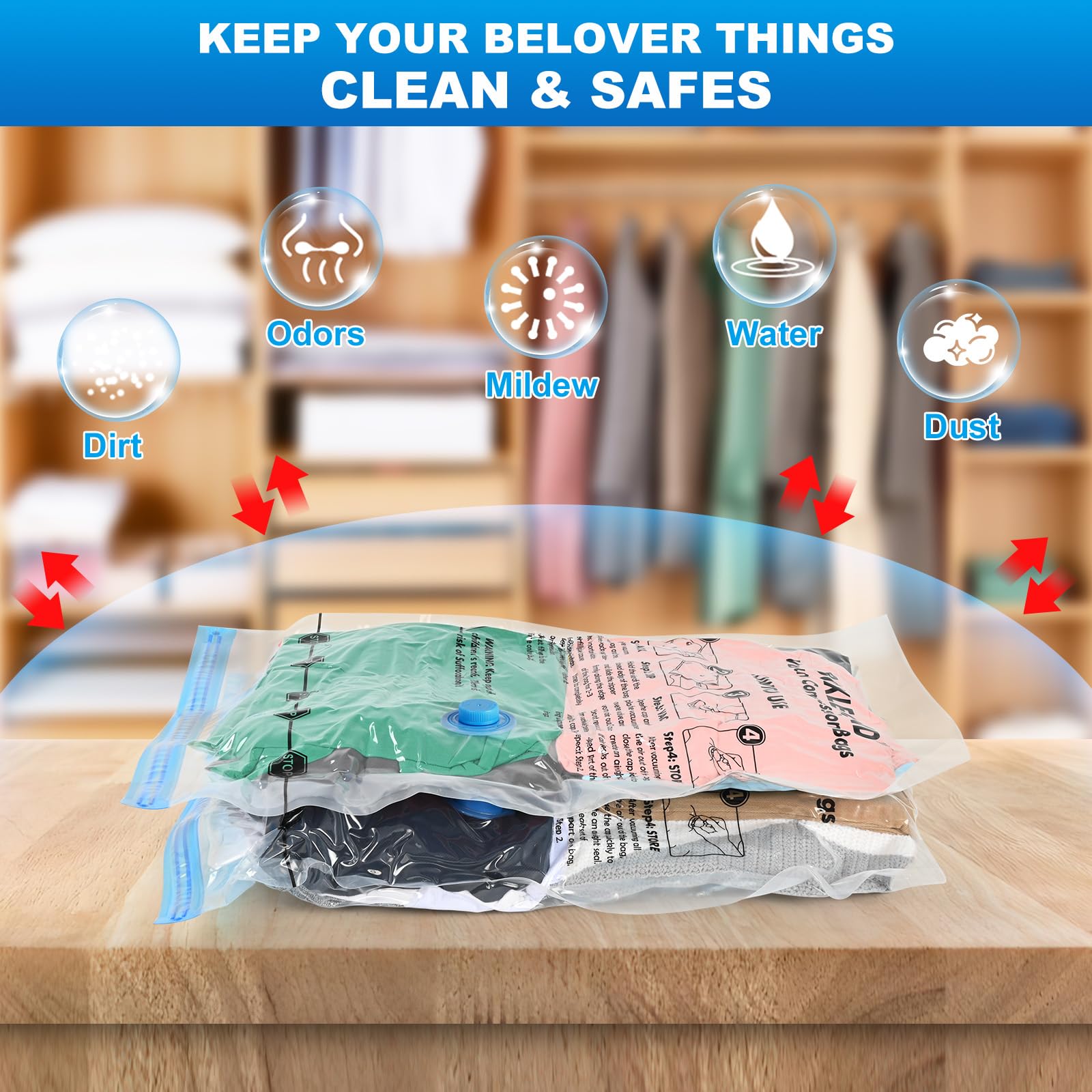 BoxLegend Sacchi Sottovuoto Sacchetti Sottovuoto per Vestiti 15 Pezzi Sacchetto Salvaspazio Sacchetto Compresso e Sigillato Buste Sottovuoto per Biancheria da Letto Cuscini Piumone Coperte Lenzuola
