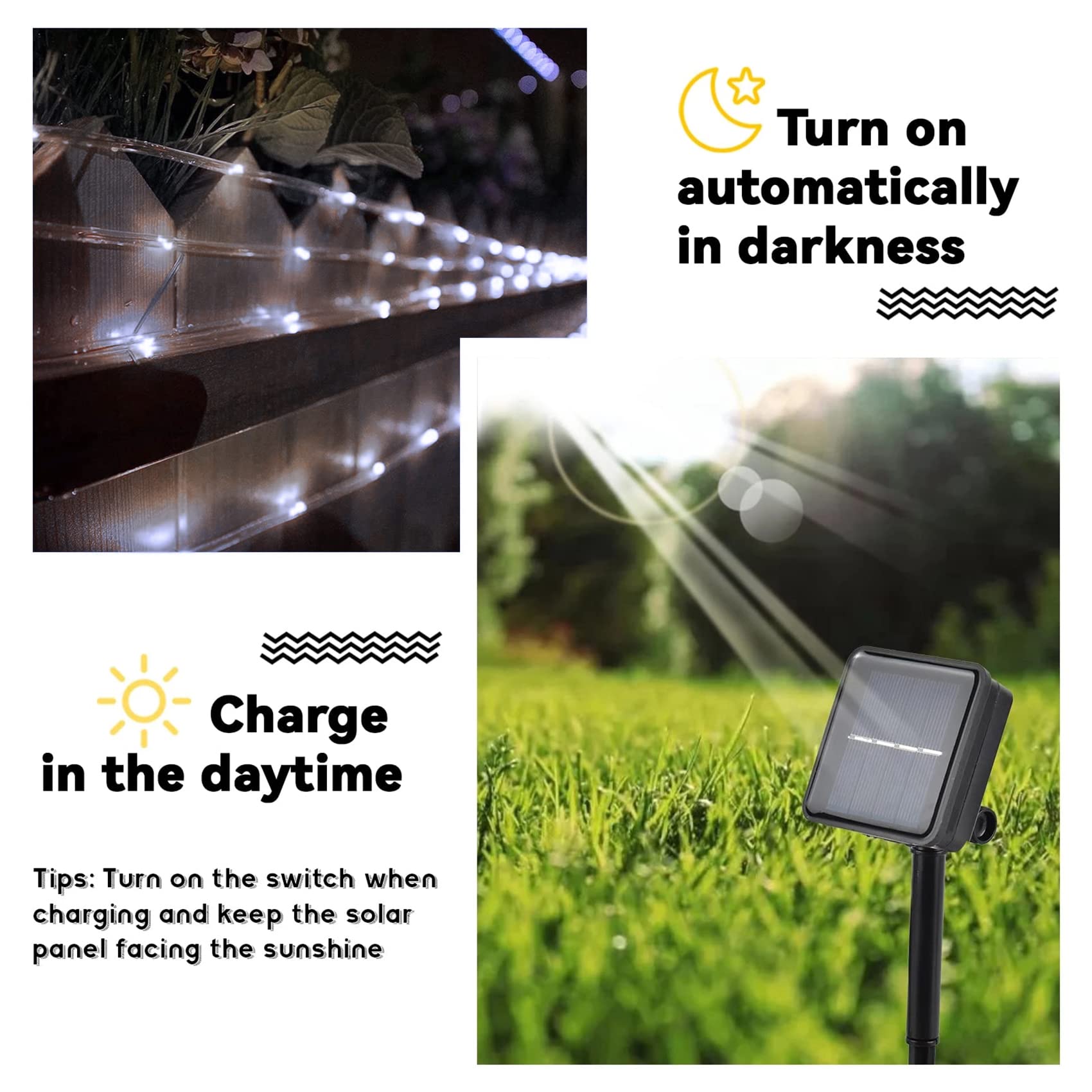 Guirnaldas Luces Exterior Solar, 30M 300 LED Impermeables Manguera Led Exterior 8 Modos Cadena de Luces Para Boda Casa Patio Jardines Fiestas (Blanco)