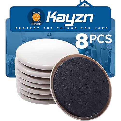 Furniture Sliders for Carpet, 8 Pcs 5" Round Furniture Moving Pads, Heavy-Duty Furniture Movers - Reusable Slider, Move Any Item Quickly, Easily and Safe!