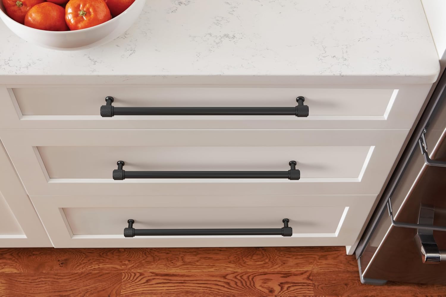 Amerock Faraday 12-5/8 inch (320mm) Center-to-Center Matte Black Cabinet Pull, BP37749MB