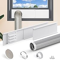 Vista 1 de Kit de ventilación para secadora de ventana con manguera de escape de papel de aluminio de 10 pies, kit de ventana de ventilación de secadora